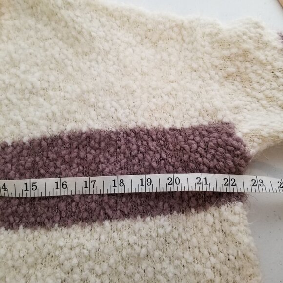 She + Sky M/L Popcorn knit Sweater Mauve Cream Striped Soft Cozy Boho - Picture 5 of 10